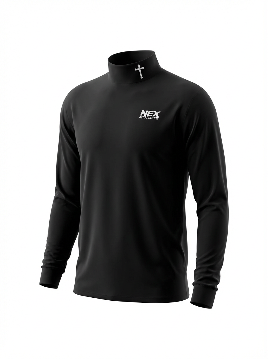 Cross Mock Turtleneck - Black