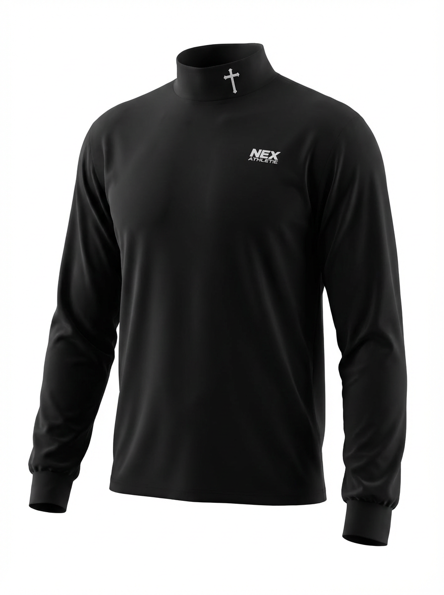 Cross Mock Turtleneck - Black