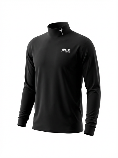 Cross Mock Turtleneck - Black